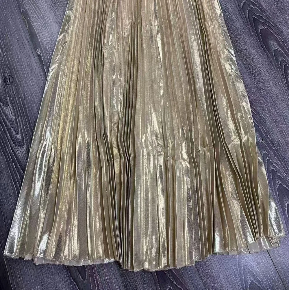 Self-Portrait Gold Metallic V-Neck Maxi Dress - Picture 10 of 10